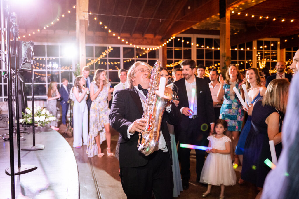 Saxophone-player-playing-for-crowd