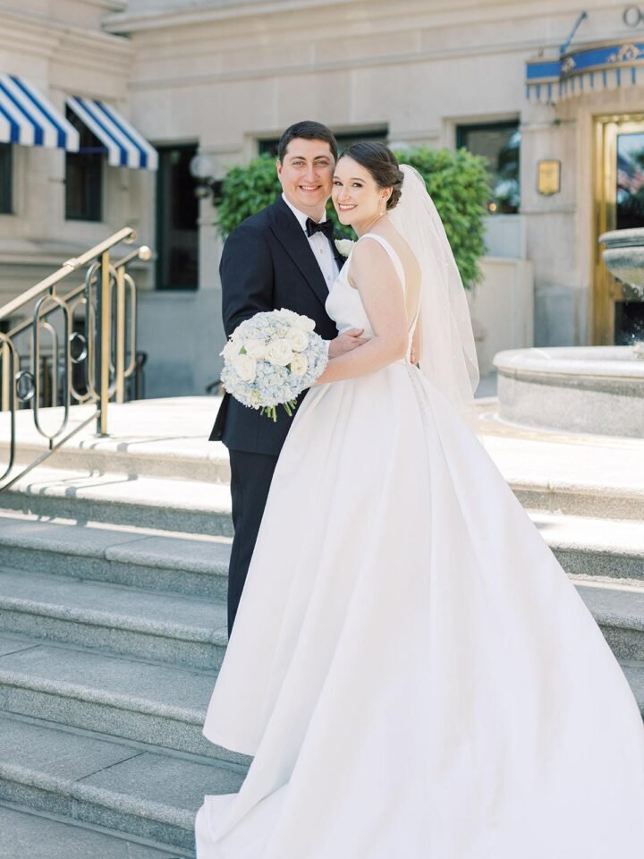Bride-and-Groom-on-The-Willard-InterContinental-Steps