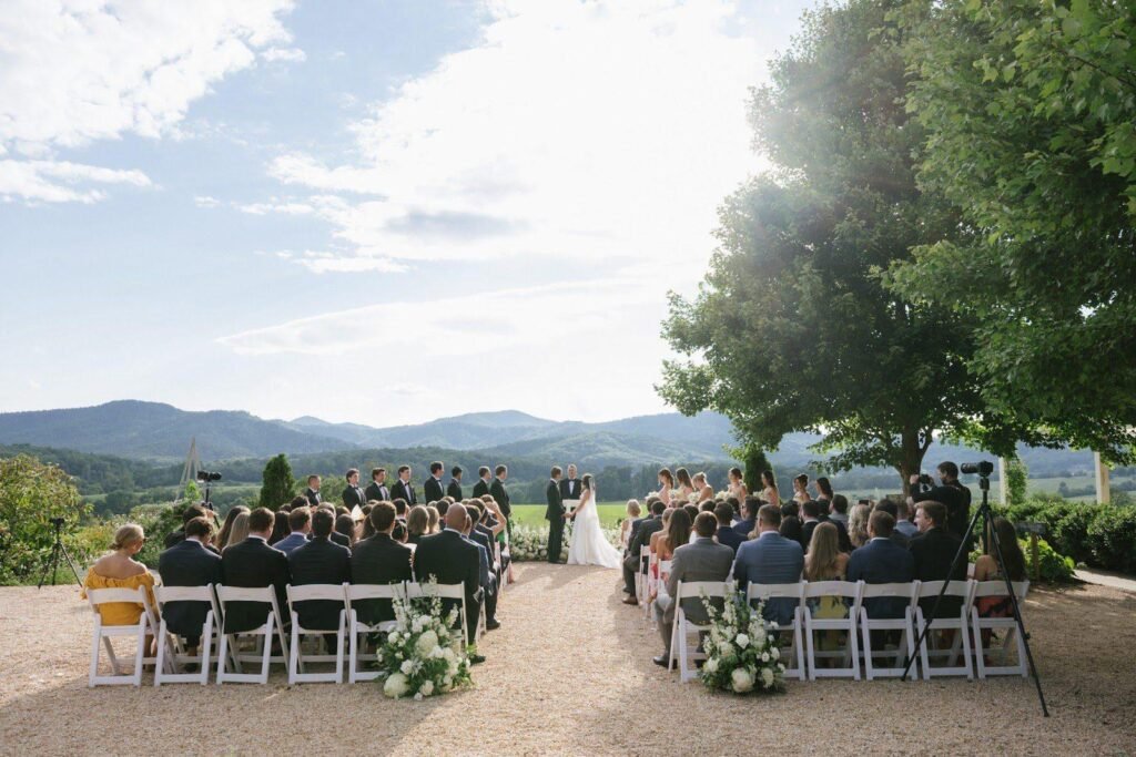 Pippin Hill Farm Summer Wedding ceremony blue ridge mountains