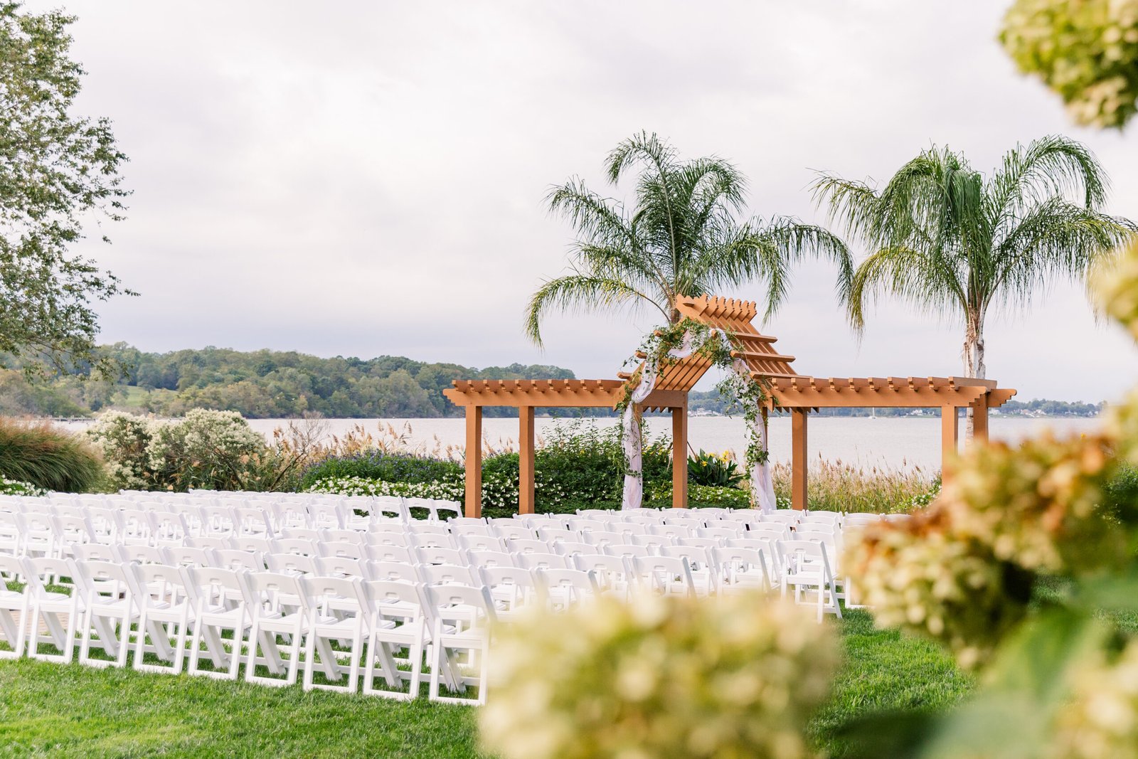 Destination Maryland wedding Herrington on the Bay Polynesian Lawn ceremony ideas