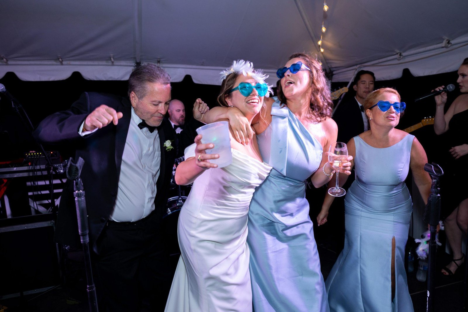 The Clifton weddings Big Ray and the Kool Kats bride on stage