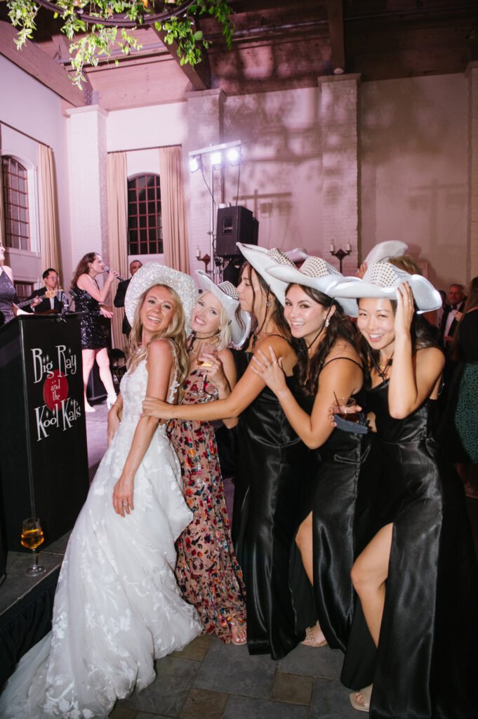 Big Ray and the Kool Kats Early mountain vineyards weddings bride and bridesmaids dancing