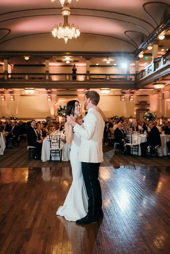 Historic Wedding Venue in Richmond VA | The John Marshall Ballrooms bride and groo first dance