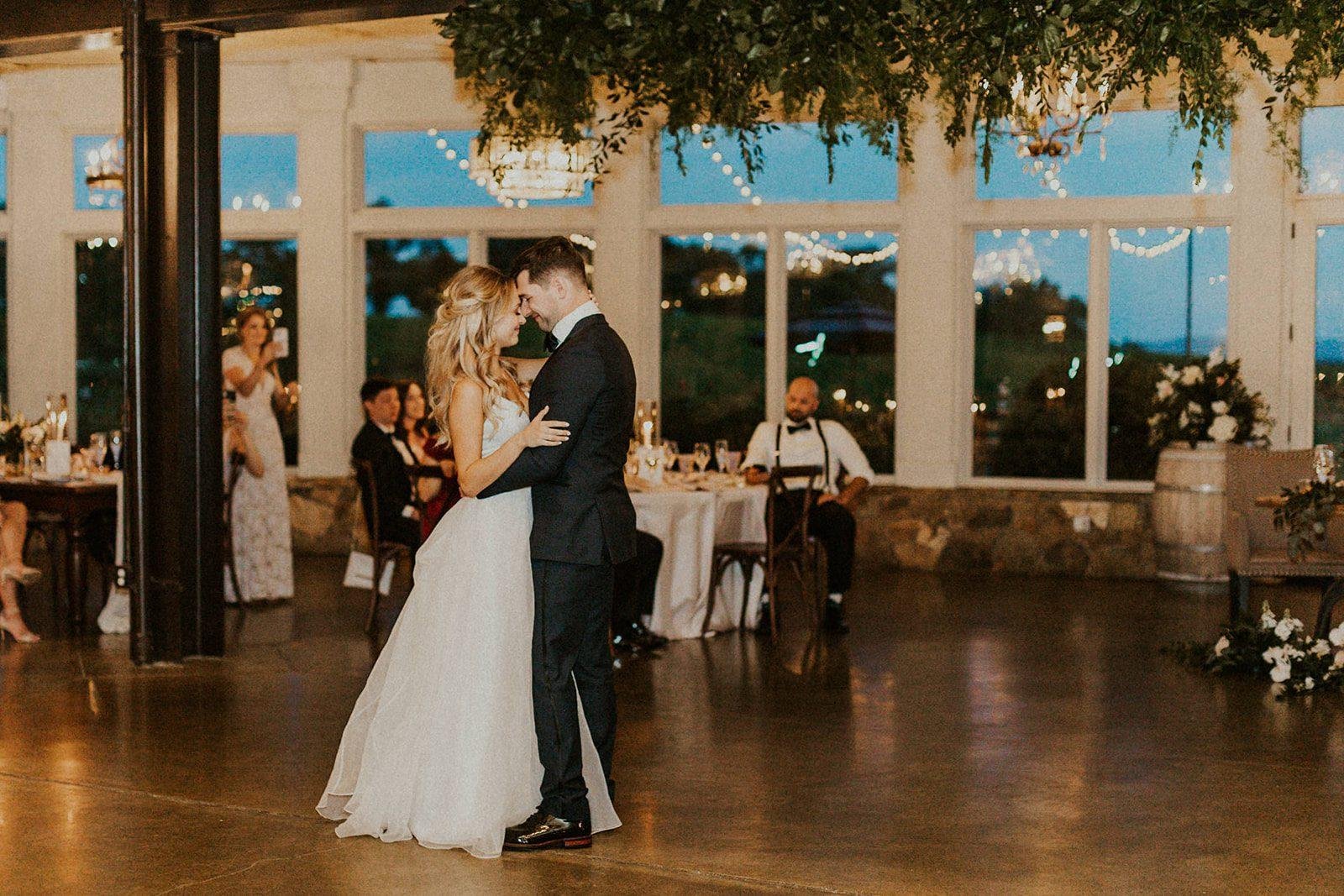 Stone Tower Winery wedding bride and groom first dance